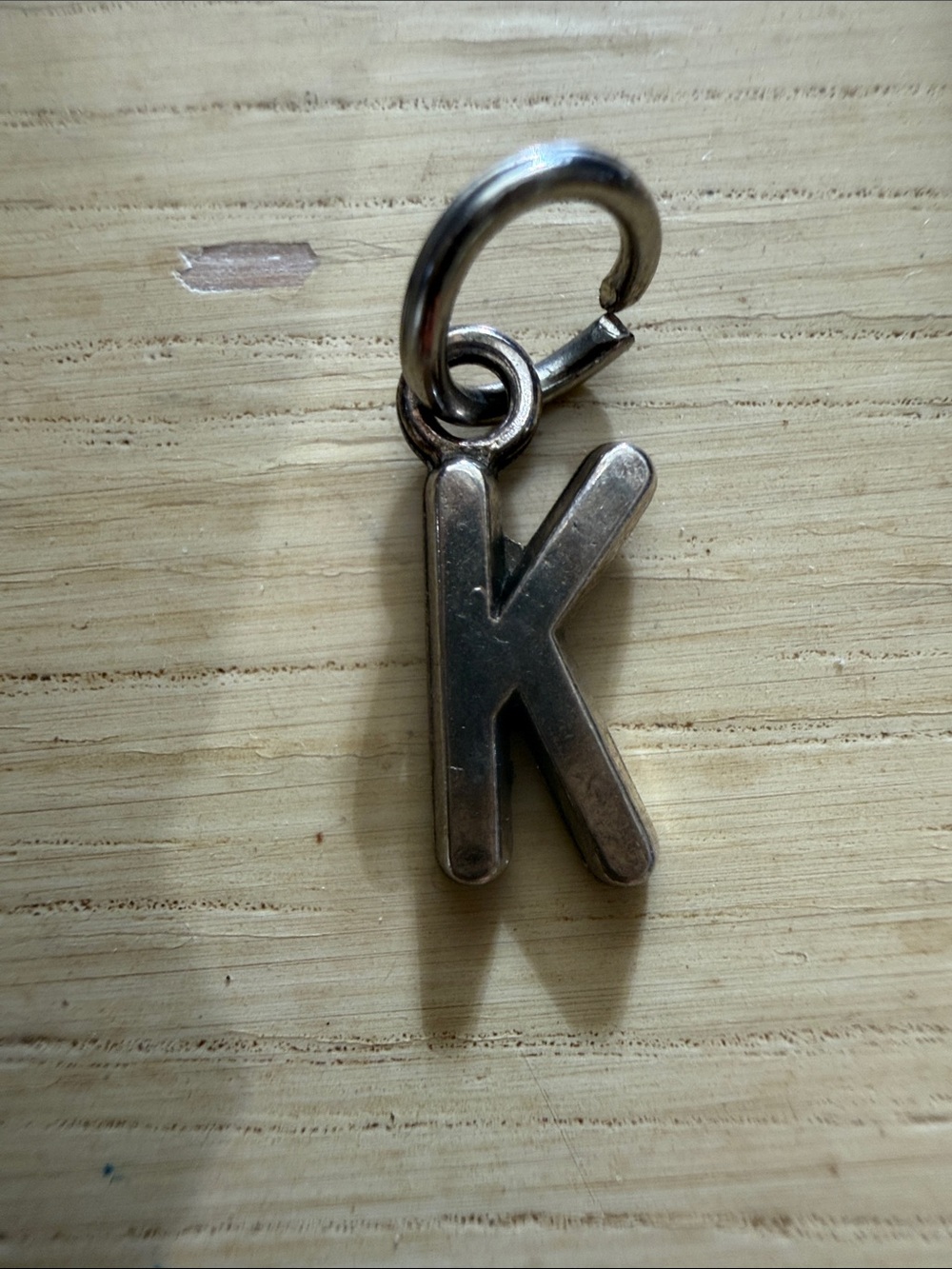 Initial 'K' Silver Letter Charm for Keyring